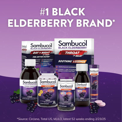 Sambucol Black Elderberry Syrup - Black Elderberry Liquid, Immune Support for Kids and Adults, High Antioxidants, Gluten Free - Maple Wellness Supplements