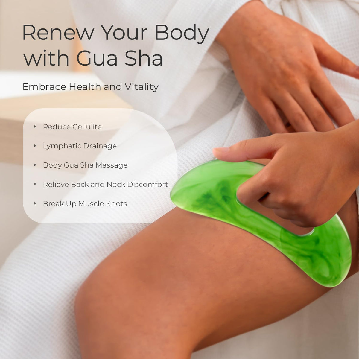 Scienlodic Body Gua Sha Massage Tool with Handle, Larger Guasha Tool for Back Neck Face Leg Massage, Lymphatic Drainage, Cellulite Remove - Maple Wellness Supplements