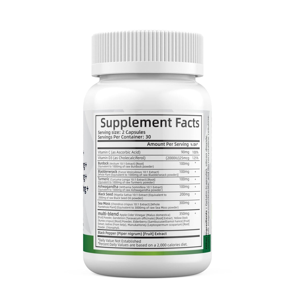 Sea Moss 3000mg Black Seed Oil 2000mg Ashwagandha 1000mg Turmeric 1000mg - Maple Wellness Supplements