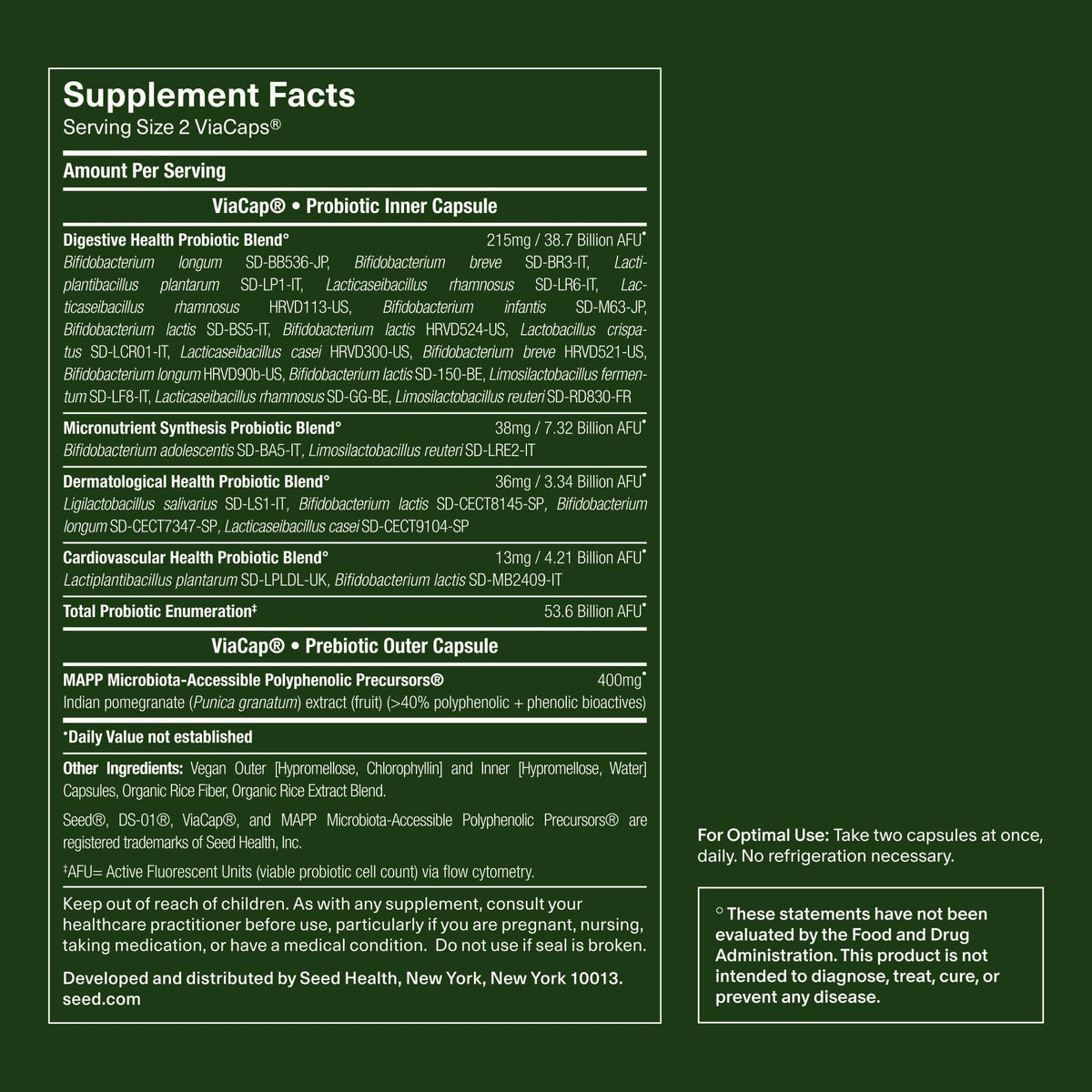 Seed DS-01 Daily Synbiotic - Prebiotic and Probiotic for Women & Men - Digestive Health, Gut Health, Immune Support, Bloating & Constipation Relief - Vegan & Shelf-Stable - 60 Capsules (30-Day Supply) - Maple Wellness Supplements