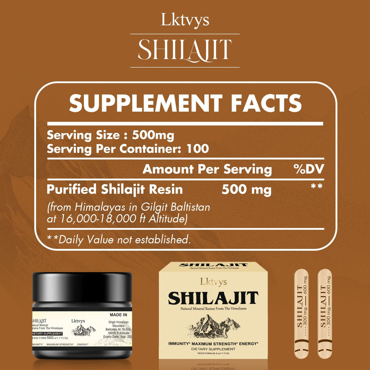 Shilajit Pure Himalayan Organic - Pure Original Shilajit, 50g(Large Volume), Enriched - Maple Wellness Supplements