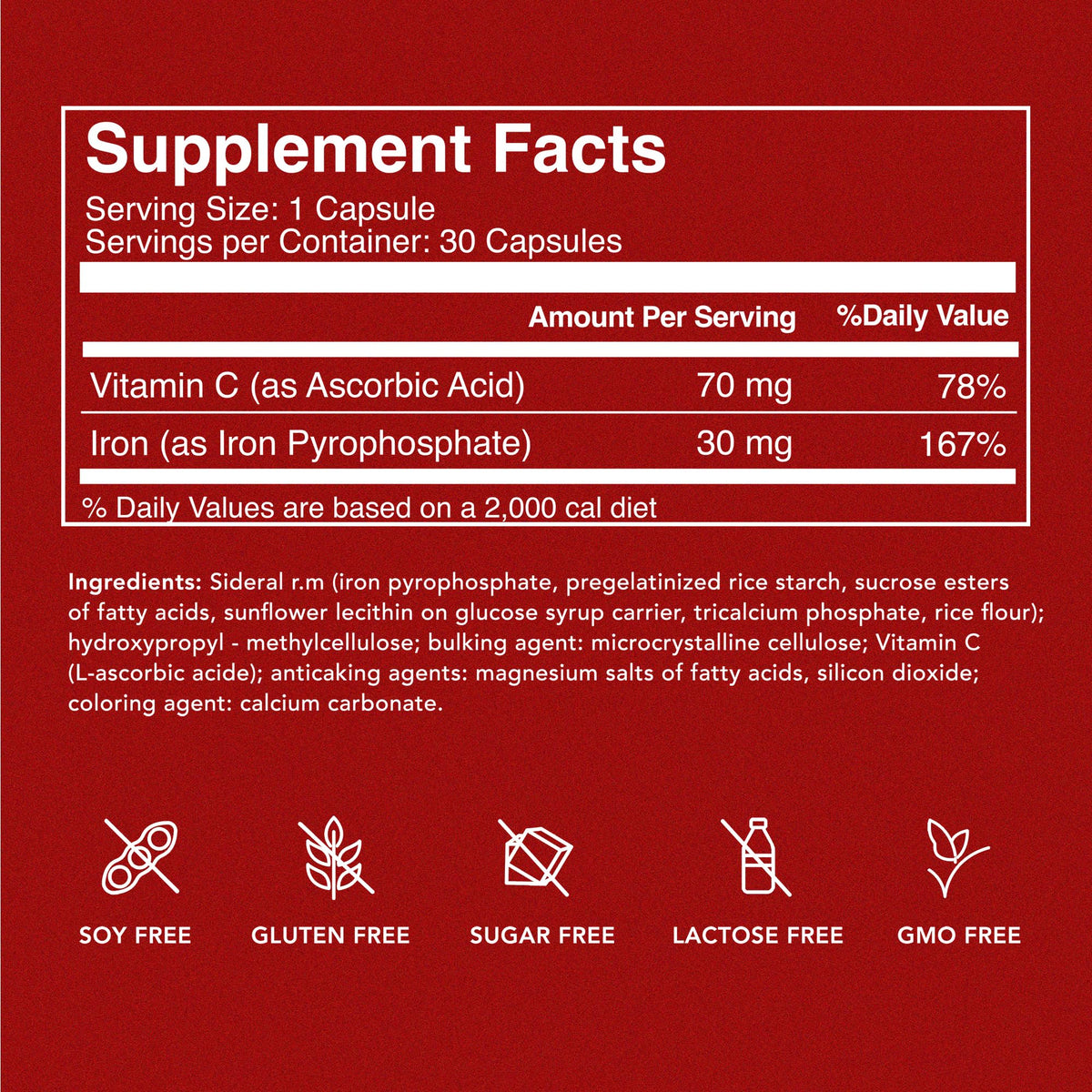 SiderAL Forte Iron Supplement Clinically Proven to Increase Levels Without Side Effects | Sucrosomial High Absorption Gentle Iron Pills for Women and Men | Vitamin C | Anemia & Energy Support | 30 ct - Maple Wellness Supplements