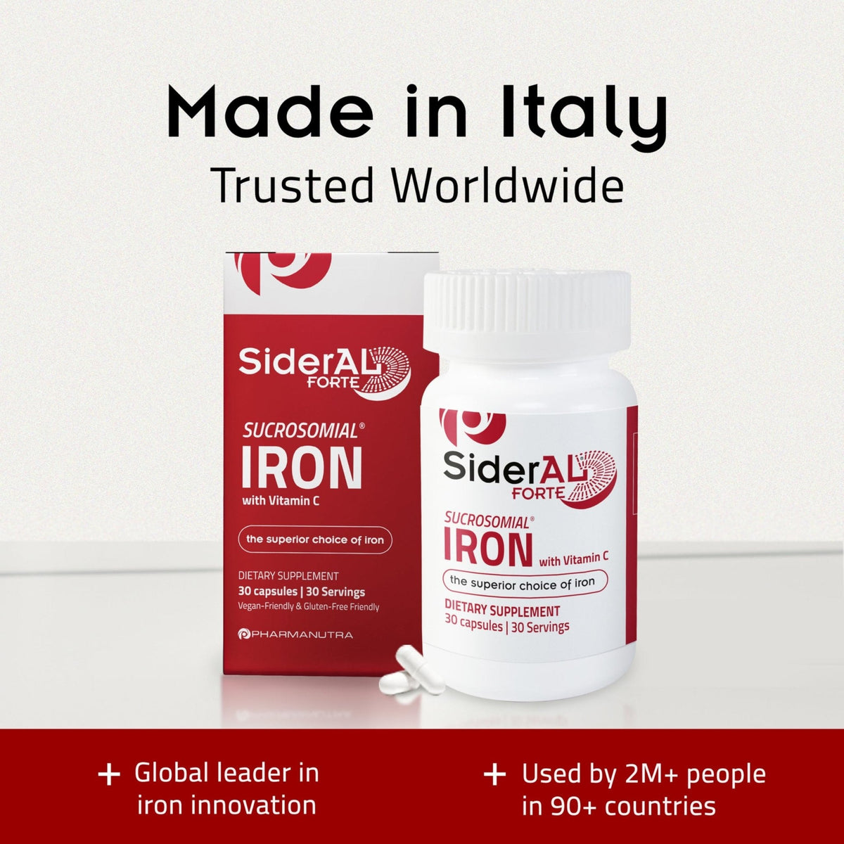 SiderAL Forte Iron Supplement Clinically Proven to Increase Levels Without Side Effects | Sucrosomial High Absorption Gentle Iron Pills for Women and Men | Vitamin C | Anemia & Energy Support | 30 ct - Maple Wellness Supplements