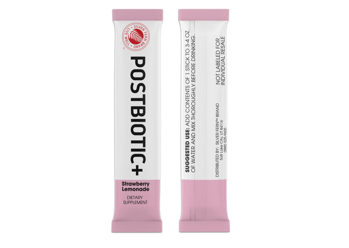 Silver Fern Brand Postbiotic+ Strawberry Lemonade Powder – Postbiotic Supplement with BIOMend™, BetaVia™, and Immuse® – Supports The Digestive System - Maple Wellness Supplements