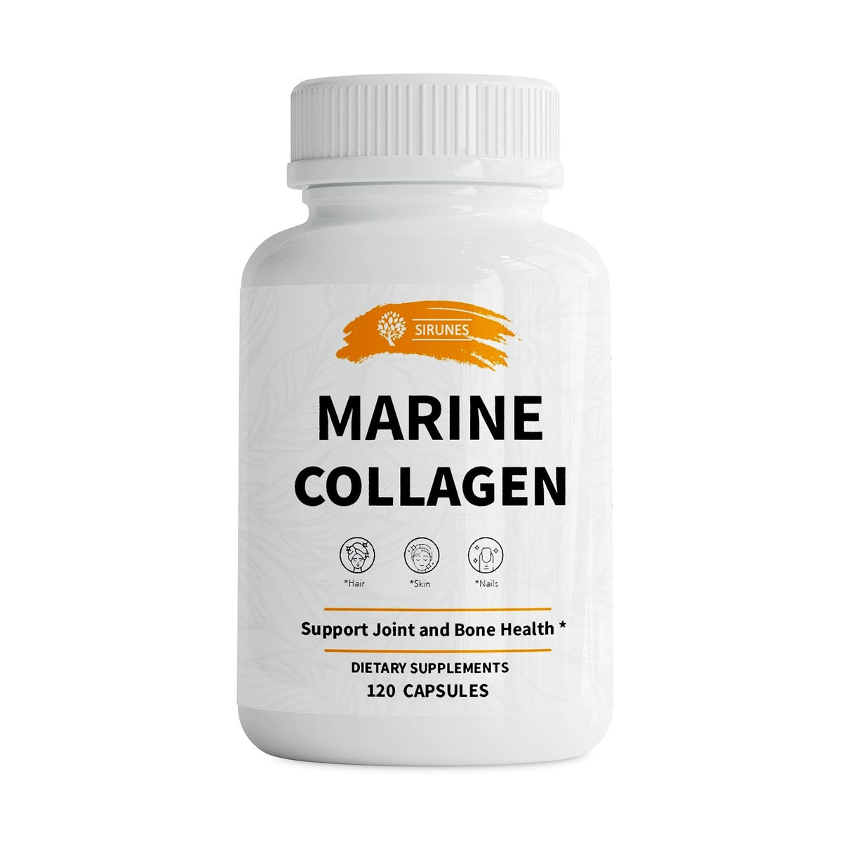 SIRUNES Marine Collagen Peptides, 120 Capsules - Fish Collagen Supplements for Women, Great for Hair, Skin, Nails, Joints & Bones - Made in USA - Maple Wellness Supplements