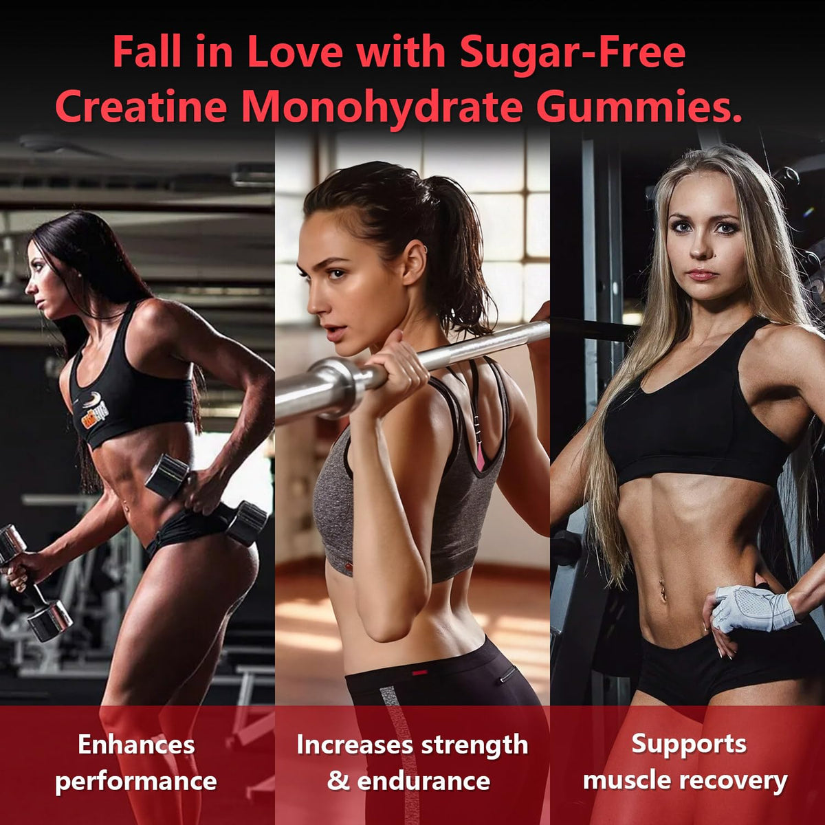 Slsomu Creatine Gummies for Women, 5000mg Pre-Workout Muscle Strength & Energy Support, 0 Sugar Creatine Gummy with L-Taurine, Zinc - Maple Wellness Supplements