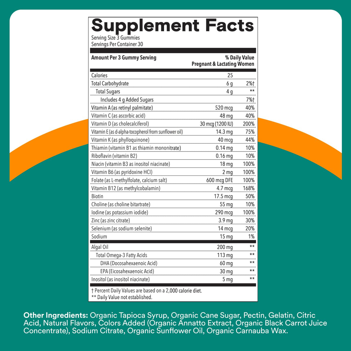 SmartyPants Prenatal Multivitamin Gummies with Omega 3 DHA/EPA, Methylfolate, Biotin, Vitamins D3, C, B12, B6, A, K, and Zinc, Gluten Free, Clean Label - Maple Wellness Supplements