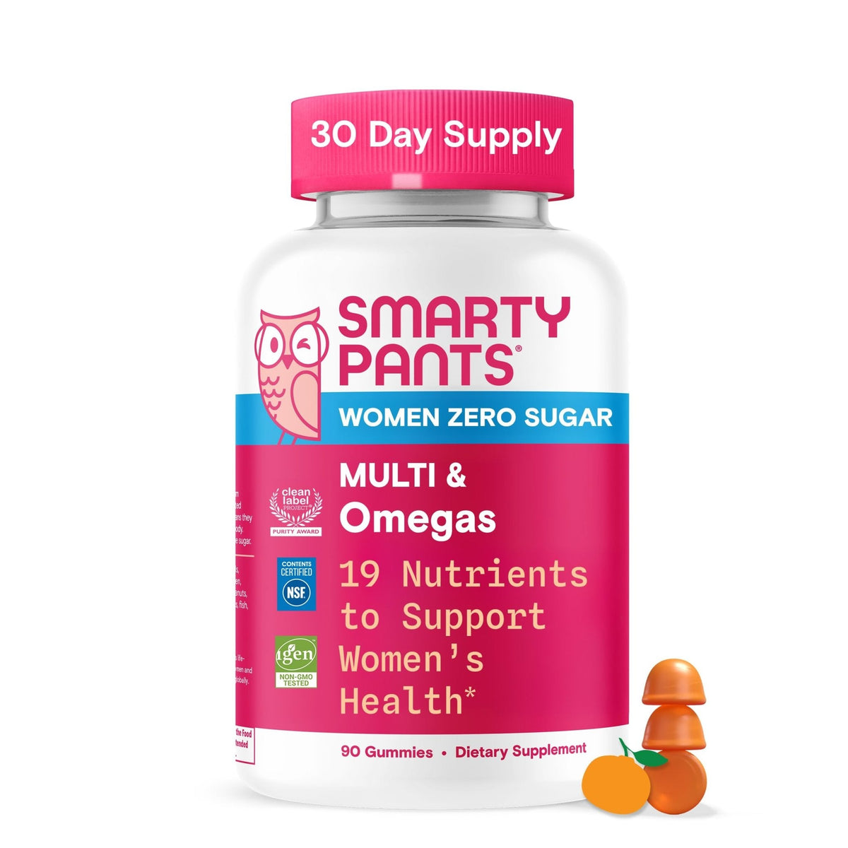 SmartyPants Zero Sugar Women’s Multivitamin Gummies: Biotin, Methylfolate, Omega 3 (ALA), Vitamin D3, C, Vitamin B12, B6, A, K, Zinc, Inositol - Maple Wellness Supplements