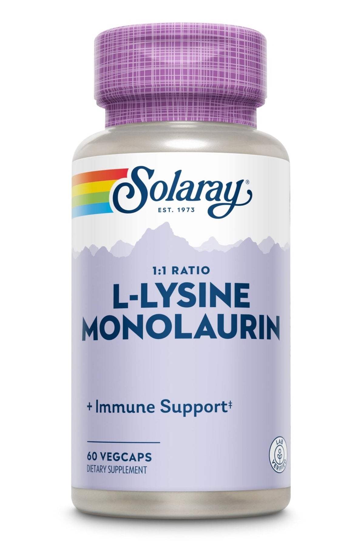 SOLARAY L-Lysine Monolaurin Immune Support Supplement, 1:1 Ratio for Immune System Function, 500 mg Each, 60-Day Money Back Guarantee - Maple Wellness Supplements