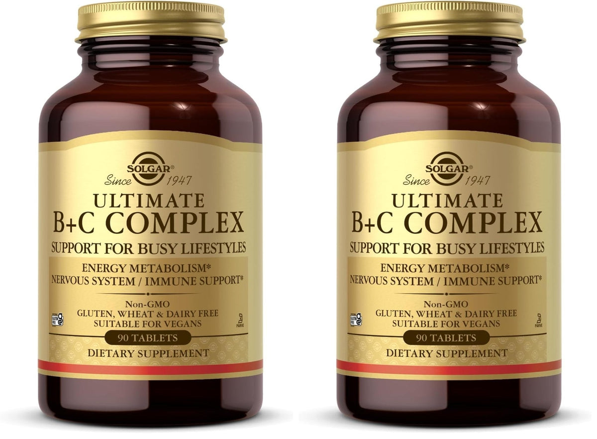 Solgar Ultimate B+C Complex Stress Formula 90 Tablets (Pack of 2) - Maple Wellness Supplements