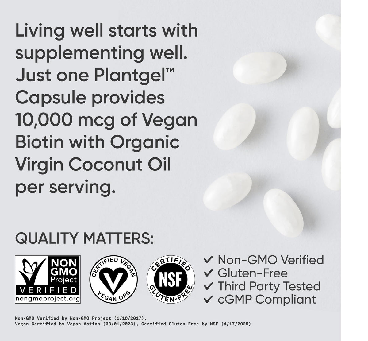 Sports Research® Biotin 10,000mcg with Organic Coconut Oil - Biotin (Vitamin B7) for Healthy Skin and Hair Support* - for Women and Men - Vegan, Non-GMO, Gluten & Soy-Free - 30 Veggie Softgels - Maple Wellness Supplements