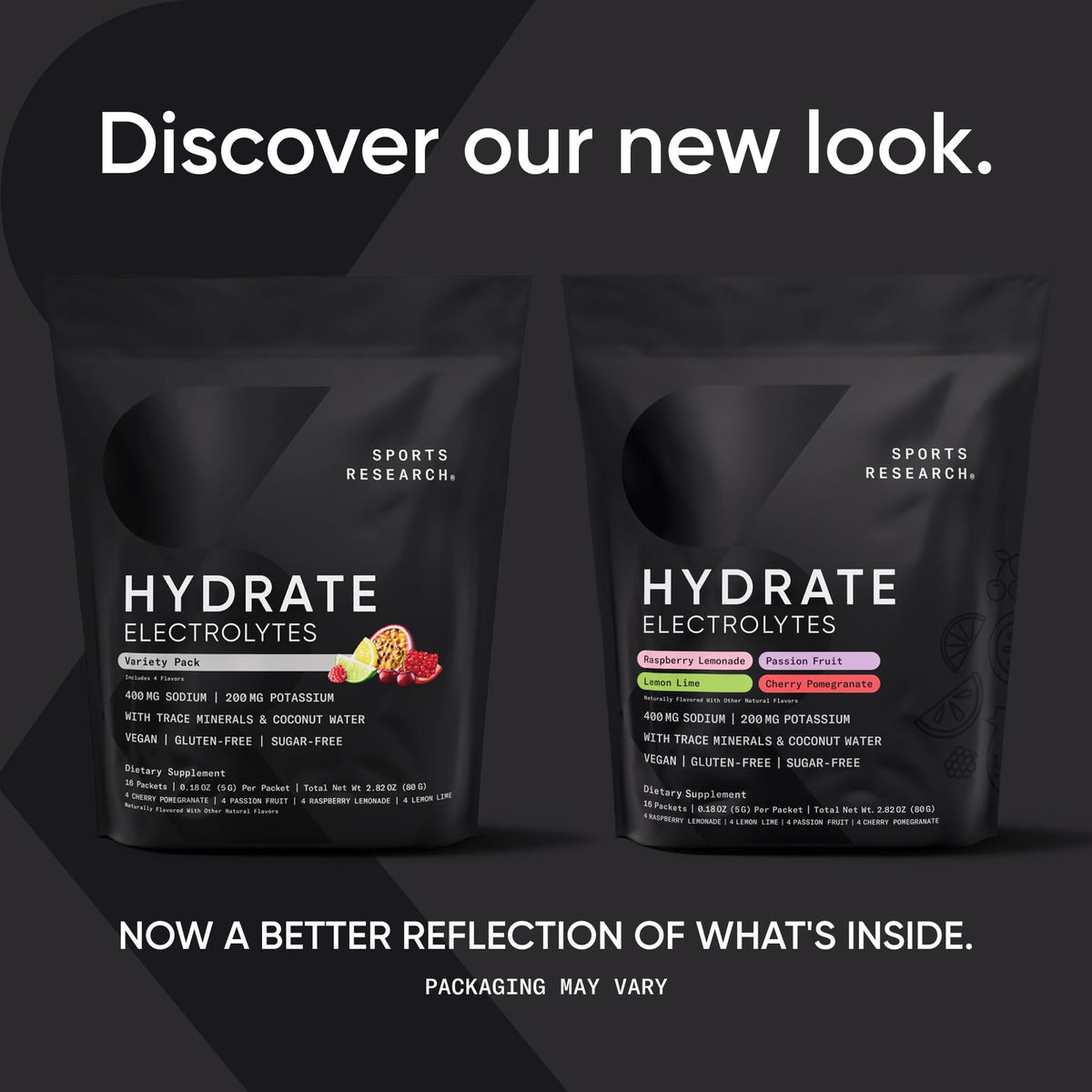 Sports Research® Hydrate Electrolytes Powder Packets - Sugar-Free & Naturally Flavored with Vitamins, Minerals, and Coconut Water - Supports Hydration - 16 Packets - Variety Pack - Maple Wellness Supplements