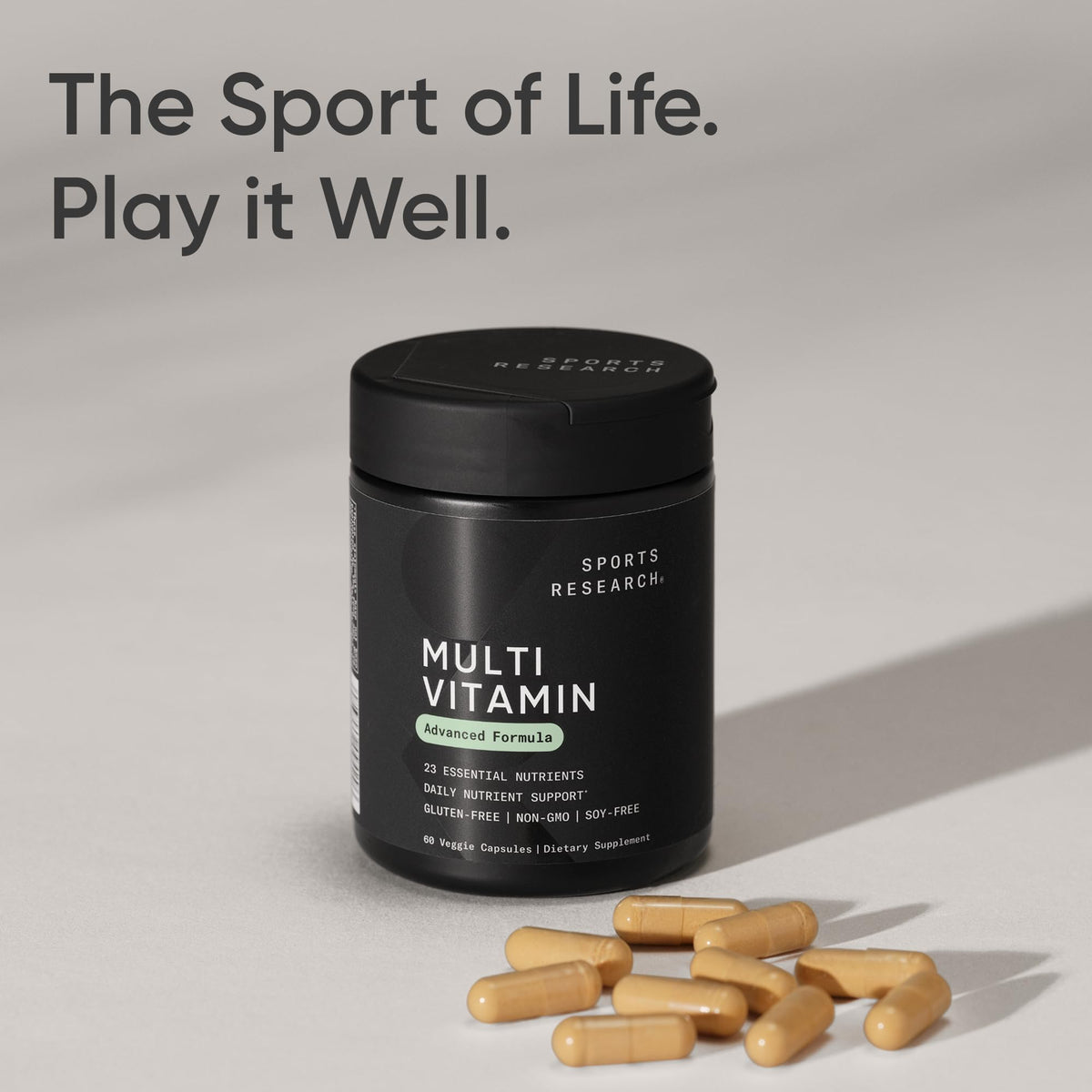 Sports Research® Multivitamin – Advanced Formula - 23 Essential Vitamins & Minerals with CoQ10 & Iodine - Daily Nutrient Support*- Non-GMO Tested & Gluten-Free -60 Veggie Capsules - Maple Wellness Supplements