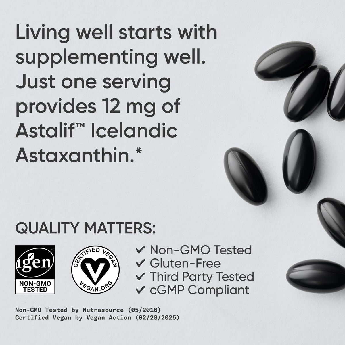 Sports Research Triple Strength Vegan Astaxanthin Supplement from Algae - Plant Based Softgels for Antioxidant Activity, Skin & Eye Health - Non-GMO Verified, Made with Coconut Oil - 12mg, 60 Count - Maple Wellness Supplements