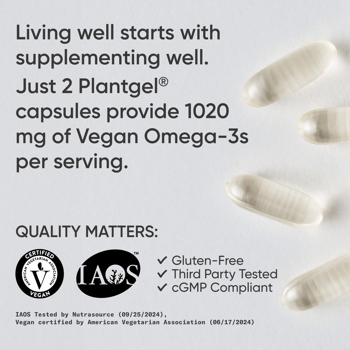 Sports Research Vegan Omega-3 Fish Oil Alternative from Algae Oil - Highest Levels of Vegan DHA & EPA Fatty Acids | Non-GMO Tested & Vegan Certified - 60 Veggie Softgels (Carrageenan Free) - Maple Wellness Supplements
