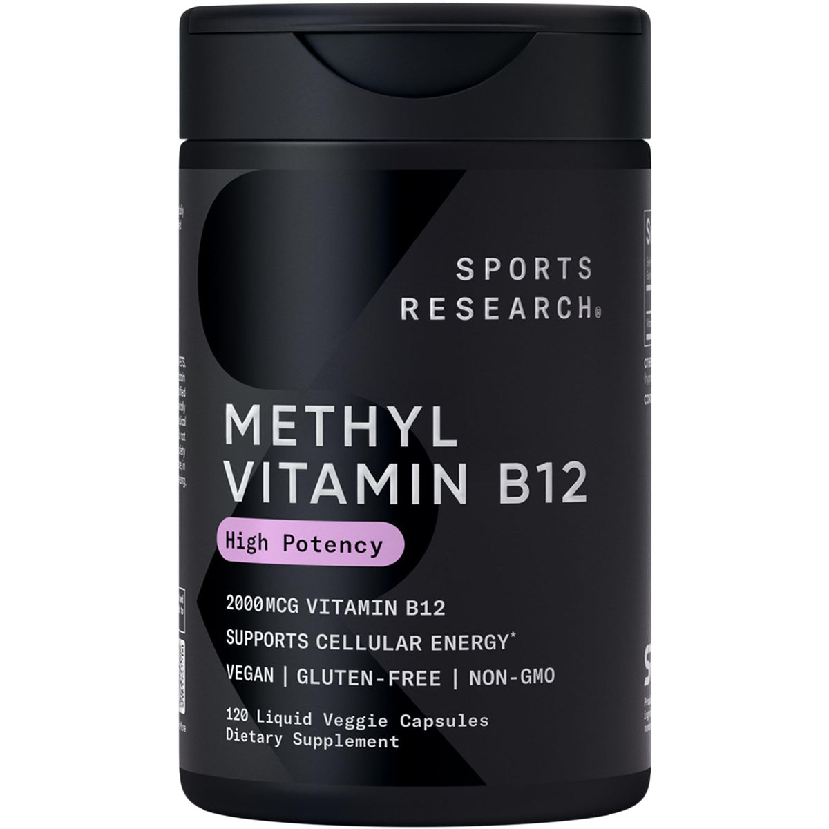 Sports Research® Vitamin B12 as Methylcobalamin 2000mcg - Plant Based B12 w/Coconut MCT Oil for Energy Metabolism Support - Vegan Certified · Non-GMO · Gluten Free - 120 Liquid Caps - Maple Wellness Supplements