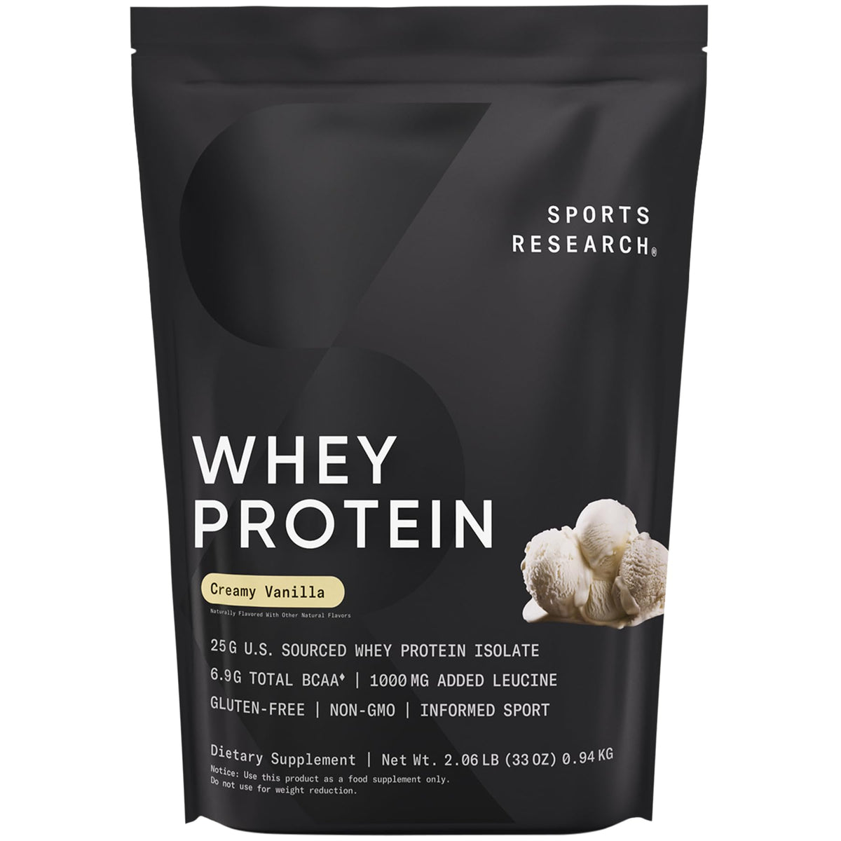 Sports Research Whey Protein Isolate - Sports Nutrition Protein Powder 25g per Serving - Maple Wellness Supplements