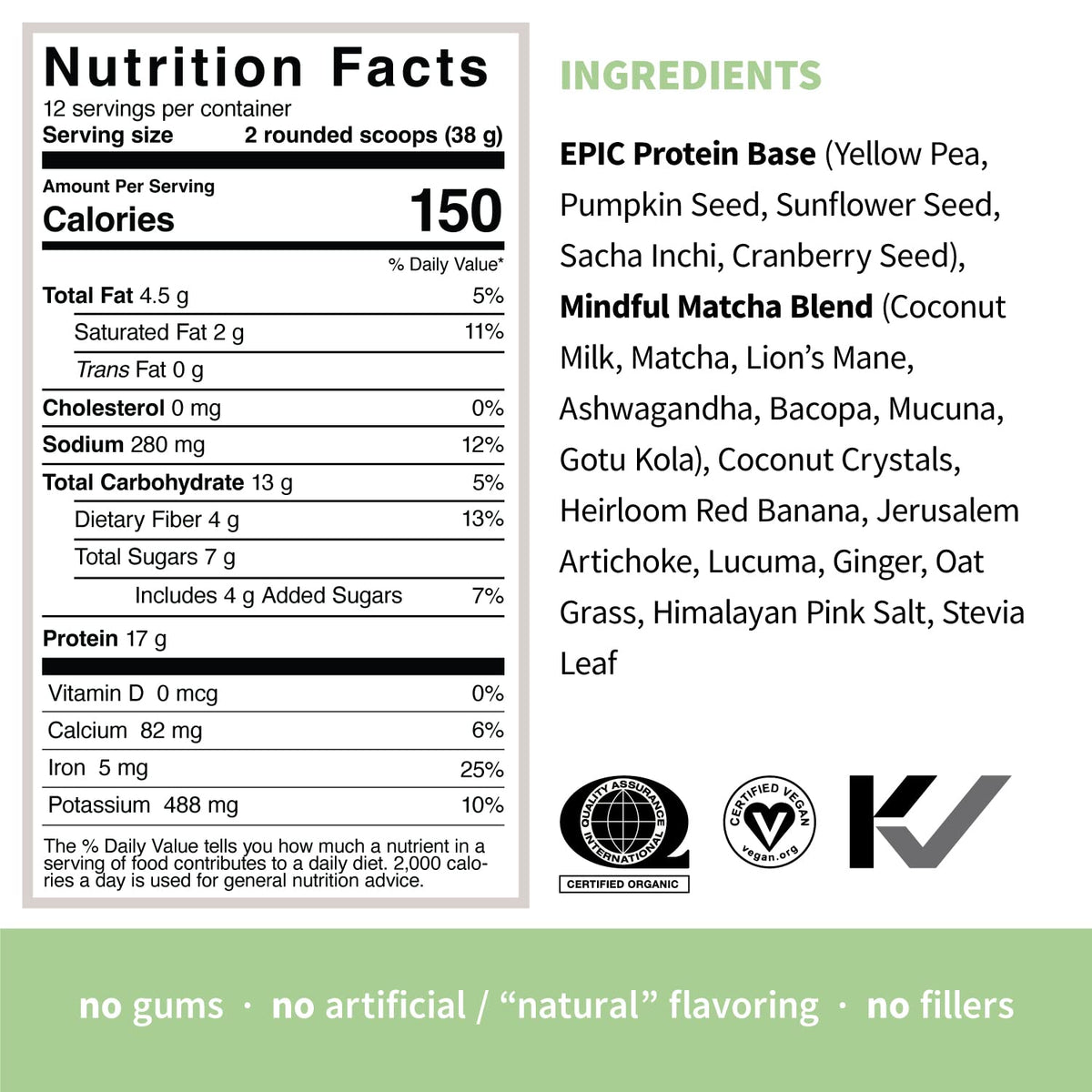 Sprout Living Epic Protein, Plant Based Protein & Superfoods Powder, Mindful Matcha - Maple Wellness Supplements