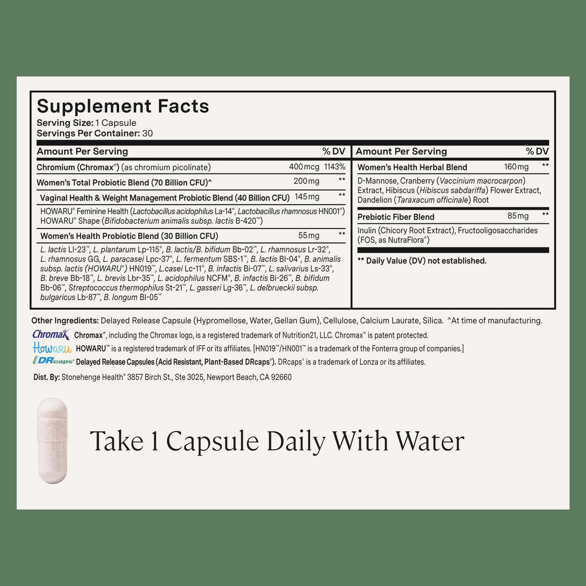 Stonehenge Health Biotics for Women Probiotic 70 Billion CFU, 24 Strains + Prebiotic Fiber, Weight Management, Focus & Mood, Digestive, Vaginal & Immune Support - Maple Wellness Supplements