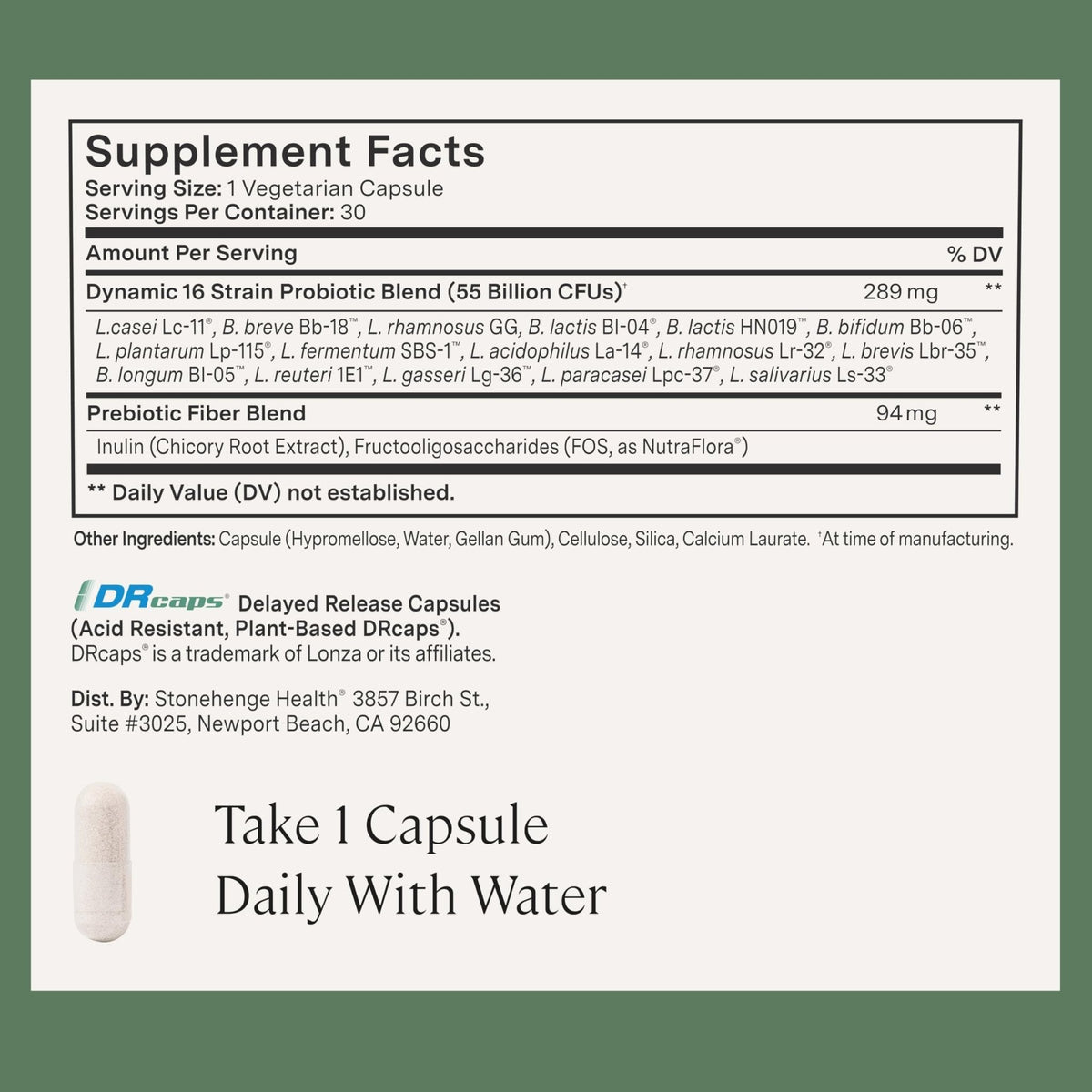 Stonehenge Health Probiotics 55 Billion CFU - 16 Strains, Prebiotic, Synbiotics Dynamic Biotics - Lactobacillus Acidophilus, Delayed Release - Maple Wellness Supplements
