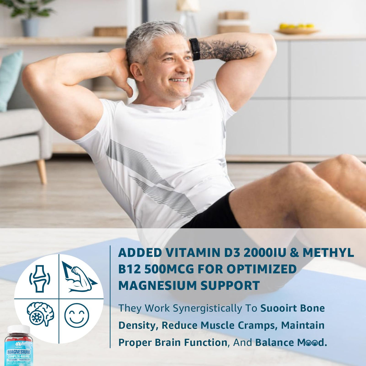 Sugar Free Magnesium Complex for Women, Calm Magnesium Gummies for Adults 400mg, Magnesium Glycinate, Citrate, Malate & More- Magnesium Gummy with Magnesium Ashwagandha, D3, B12 for Relax, Calm, Vegan - Maple Wellness Supplements