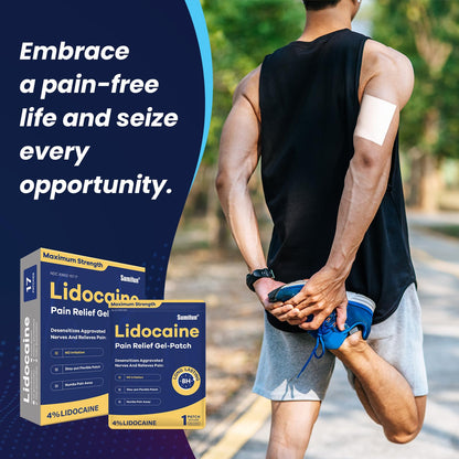Sumifun 4% Lidocaine Patches Maximum Strength - Pain Relieving Gel Patch for Muscle Soreness, Back Ache, Knee, Neck & Joint Pains - Topical Analgesic (Large, Count, 17) - Maple Wellness Supplements
