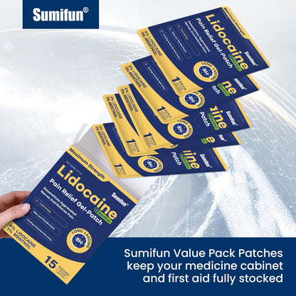 Sumifun 4% Lidocaine Patches Plus 1% Menthol - 30 Counts Maximum Strength OTC Pain Relief Patches for Back Ache Stiff Neck Joint Pain Muscle Soreness Topical Analgesic - Maple Wellness Supplements