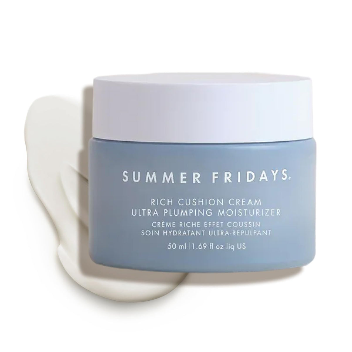 Summer Fridays Rich Cushion Face Cream - Ultra Plumping Barrier Repair Cream + Makeup Primer - Infuses Skin with Rich Hydration from Glycerin + Squalane - Non-Comedogenic + Fragrance-Free (1.69 Oz) - Maple Wellness Supplements