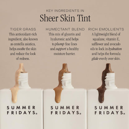 Summer Fridays Sheer Skin Tint - Skin Tint with Hyaluronic Acid - Helps Diminish Uneven Skin Tone - Sheer to Light Coverage - Shade 5 - Medium with Warm Neutral Undertones (1 Fl Oz) - Maple Wellness Supplements