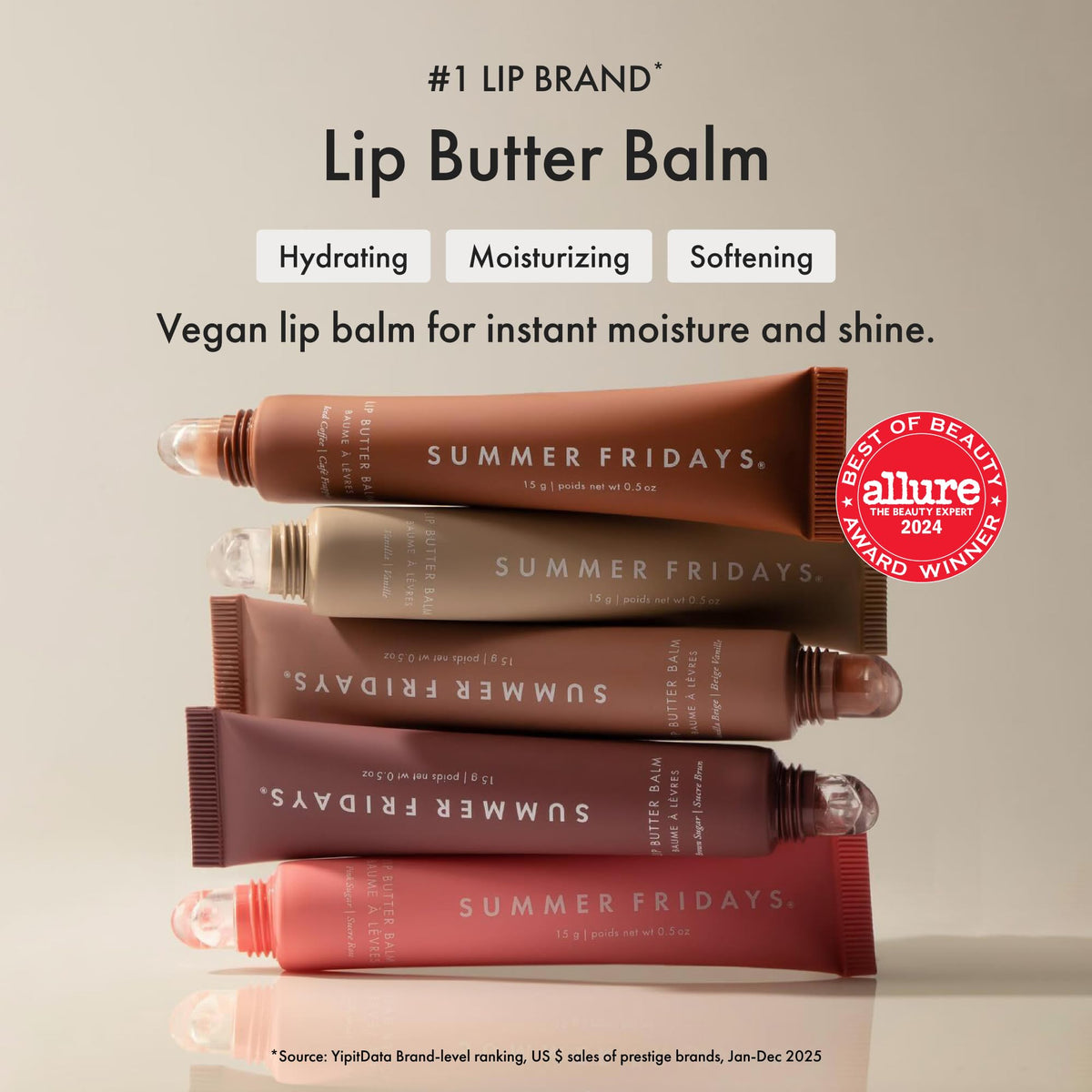 Summer Fridays Tinted Lip Butter Balm - Conditioning Vegan Lip Balm for Instant Moisture, Shine & Hydration - Sheer-Tinted, Soothing Skincare - Vanilla Beige (.5 Oz) - Maple Wellness Supplements