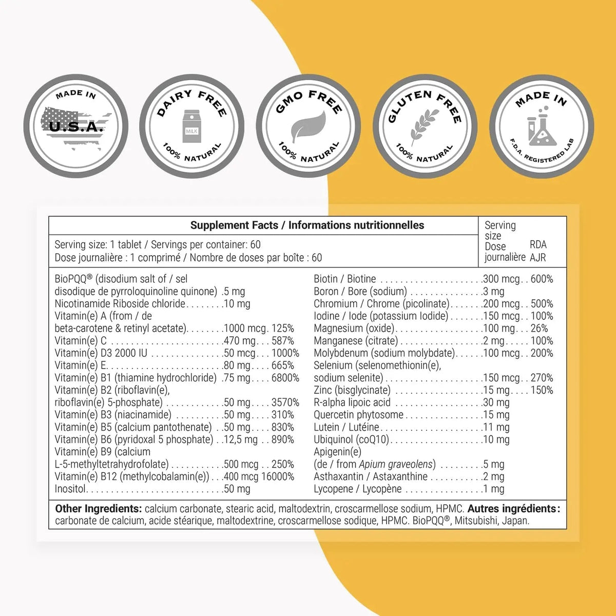 Supersmart - Daily 1® Timed Release - Multivitamin Supplement for Women & Men - with BioPQQ®, Vitamin A, B, C, D & E, Biotin, Quercetin & Fisetin | - Maple Wellness Supplements