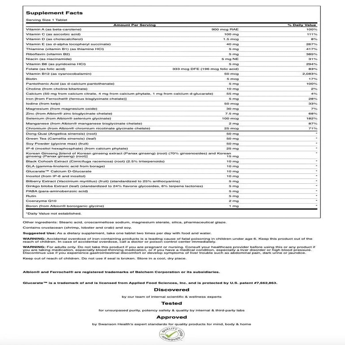 Swanson Multi Women's Prime Multivitamin Multimineral Energy Immune Hormone Balance Wellbeing Health Supplement 90 Tablets (Tabs) - Maple Wellness Supplements