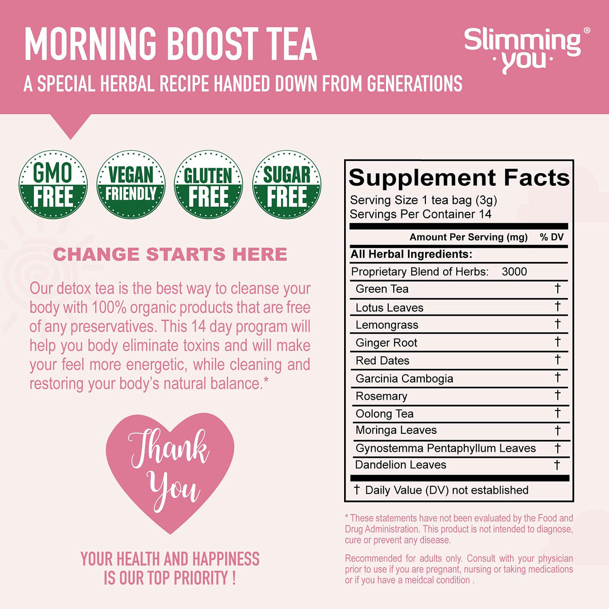TAOISTEA 14 Day Detox Tea for Weight Loss, Body Cleanse, Metabolism Boost - Morning - Maple Wellness Supplements