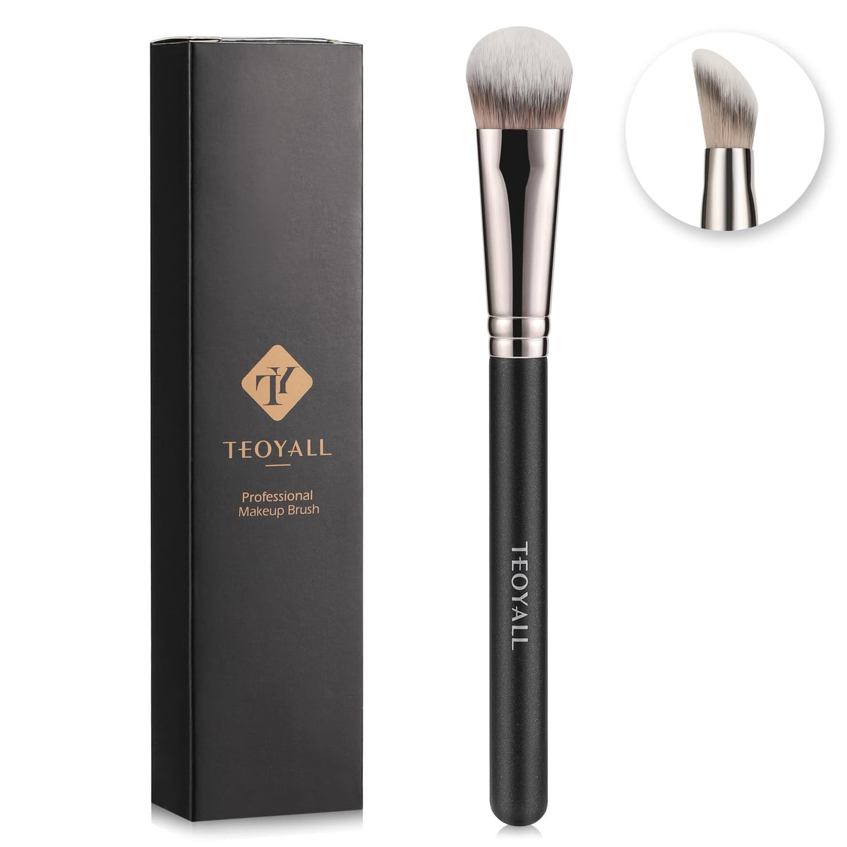 TEOYALL Angled Concealer Brush, Synthetic Contour Brush for Blending Setting Buffing with Liquid, Cream and Powder Cosmetic (Angled Brush) - Maple Wellness Supplements