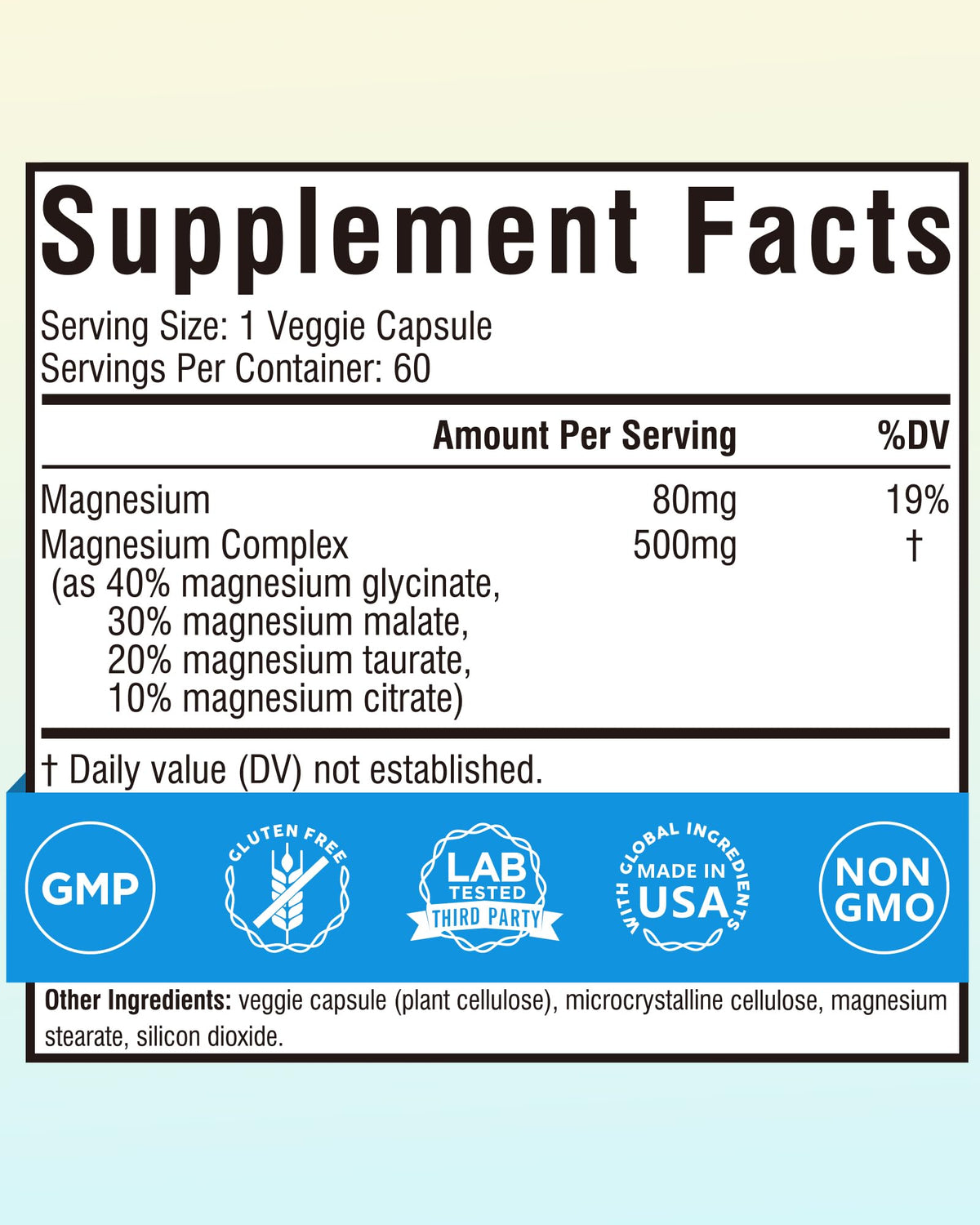 Terranics Magnesium Complex 500mg, Glycinate, Malate, Taurate, Citrate, Chelated Purified Easily Absorbed Magnesium Supplement for Sleep, Heart, Energy, Digestion Support, 60 Capsules - Maple Wellness Supplements