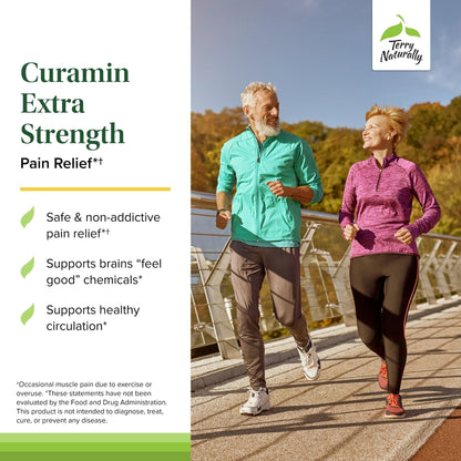 Terry Naturally Curamin Extra Strength - 120 Vegan Tablets - Non-Addictive Pain Relief Supplement with Curcumin from Turmeric - Maple Wellness Supplements