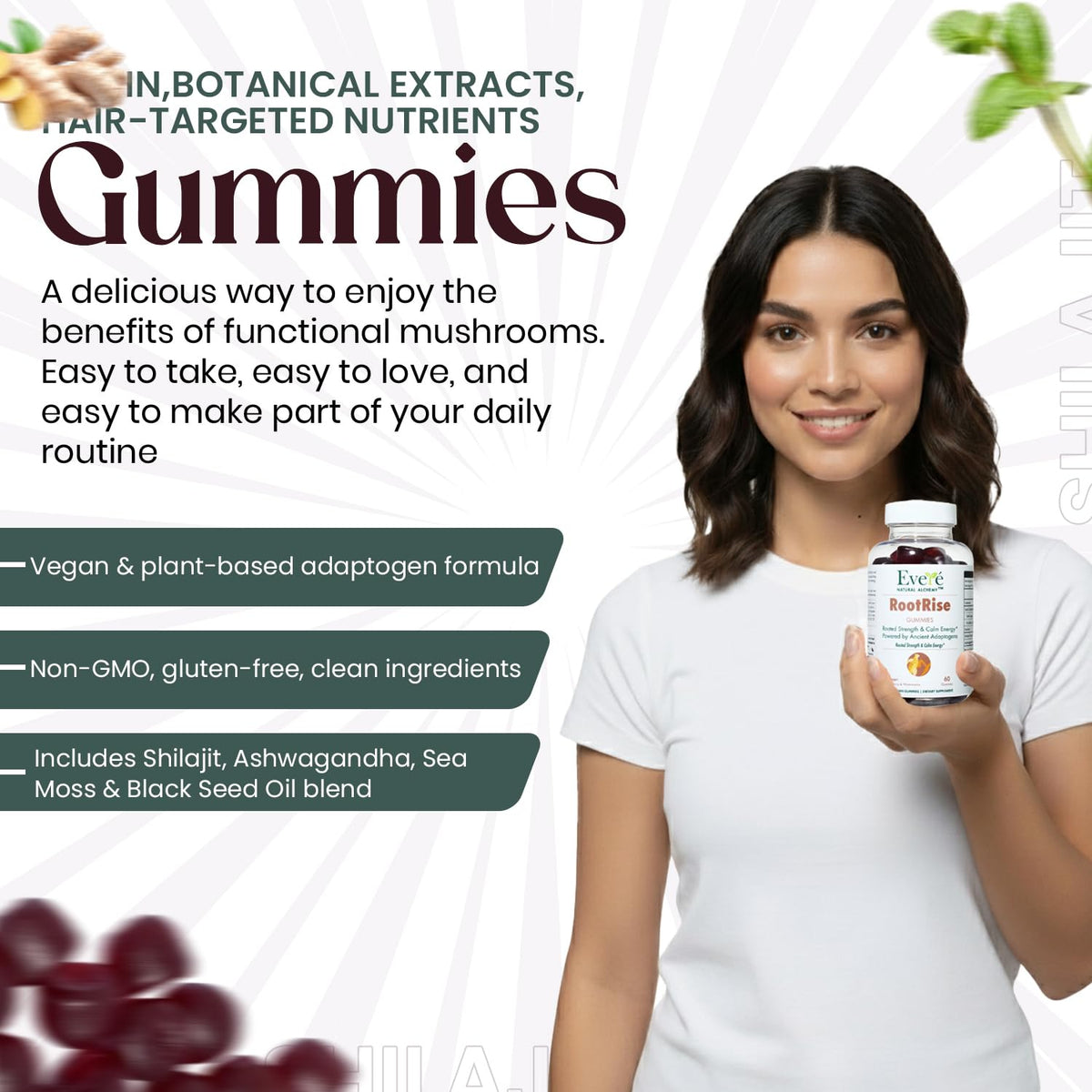 The EverÉ Natural Alchemy Evere RootRise Gummies - Shilajit + Ashwagandha Gummies - Maple Wellness Supplements