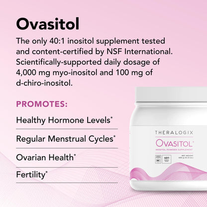 Theralogix Ovasitol Inositol Powder - 60 Servings - Myo-Inositol & D-Chiro Inositol - Maple Wellness Supplements
