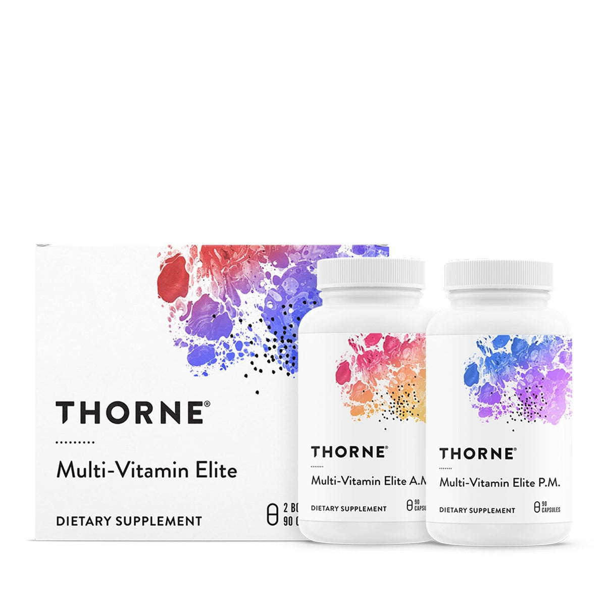 THORNE - Multi-Vitamin Elite - Daily Nutritional Supplement - Two Formulas Support Cellular Energy Production, Restful Sleep & More* - Third-Party Certified - Gluten, Dairy & Soy-Free - 180 Capsules - Maple Wellness Supplements