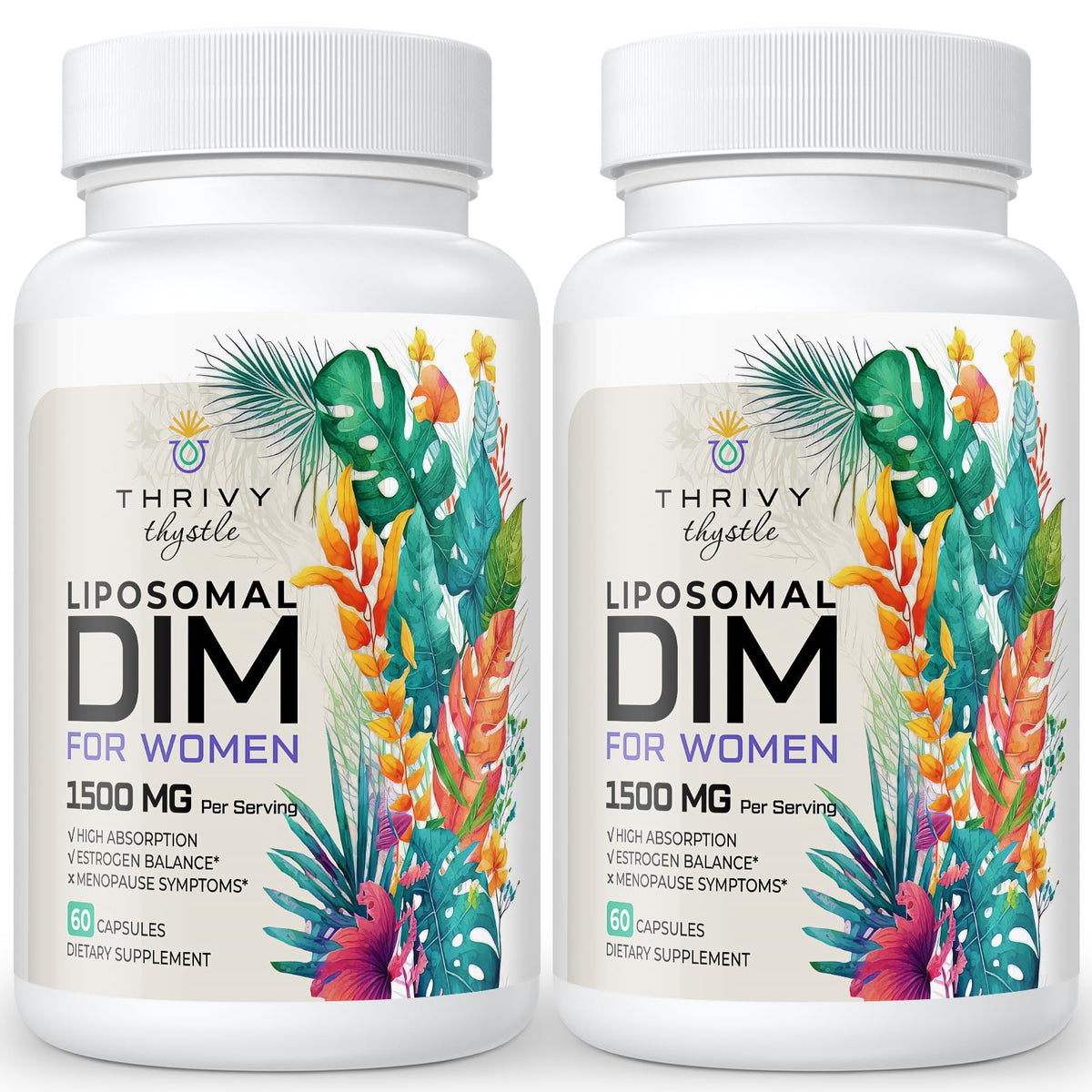 ThrivyThystle Liposomal DIM 400 mg - Hormone Balance, Estrogen Support for Women, DIM Supplement with Vitamin E, Evening Primrose, Black Cohosh, Omega-3 Fatty Acids (120 Capsules) - Maple Wellness Supplements