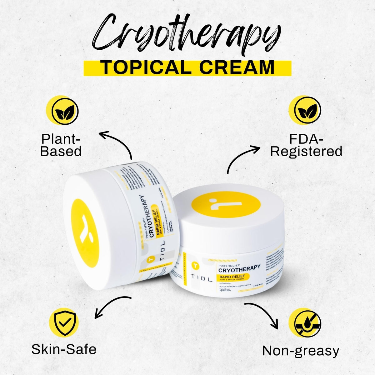 TIDL Cryotherapy Pain Relief Cream, 3 Oz, Targeted Neck Pain, Joint & Muscle Pain Relief with Organic, Plant-Based Menthol, Instant Cooling for Sport & Post Workout Full Body Recovery - Maple Wellness Supplements