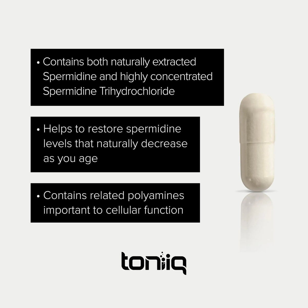 Toniiq 22mg Ultra Concentrated Spermidine Supplement -Spermidine Supplements for Men and Women - Rice Germ Extract and Trihydrochloride Complex Blend - 60 Vegetarian Capsules - 30 Servings - Maple Wellness Supplements