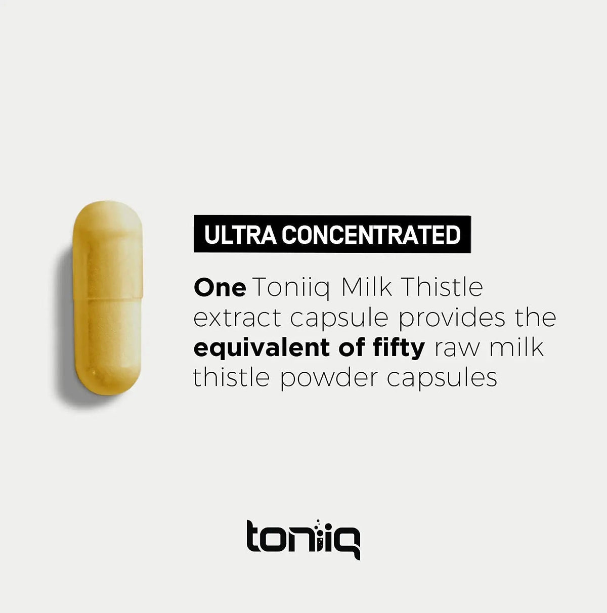 Toniiq Milk Thistle - Ultra High Potency 50:1 Extract with 80% Silymarin - Highly Concentrated - Third-Party Lab Tested - 90 Capsules - Maple Wellness Supplements