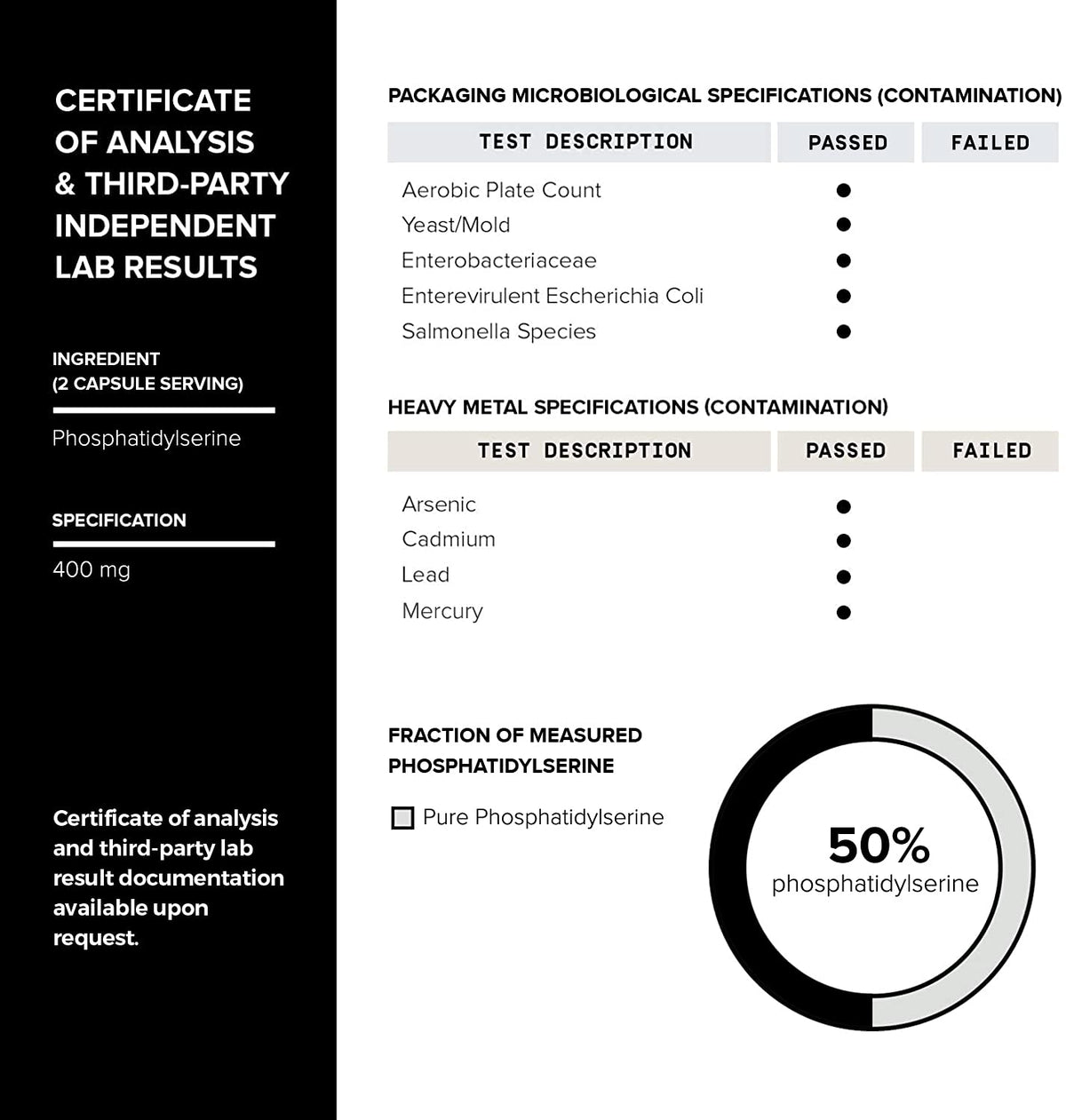 Toniiq Phosphatidylserine - 400mg Formula - World’s First 50% Purity - Highest Purity in the US - Soy Free Phosphatidylserine Supplement - Maple Wellness Supplements