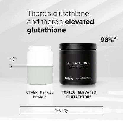 Toniiq Ultra High Strength Glutathione Capsules - 1000mg Concentrated Formula - 98%+ Highly Purified and Bioavailable - Non-GMO Fermentation - 240 Capsules Reduced Glutathione Supplement - Maple Wellness Supplements
