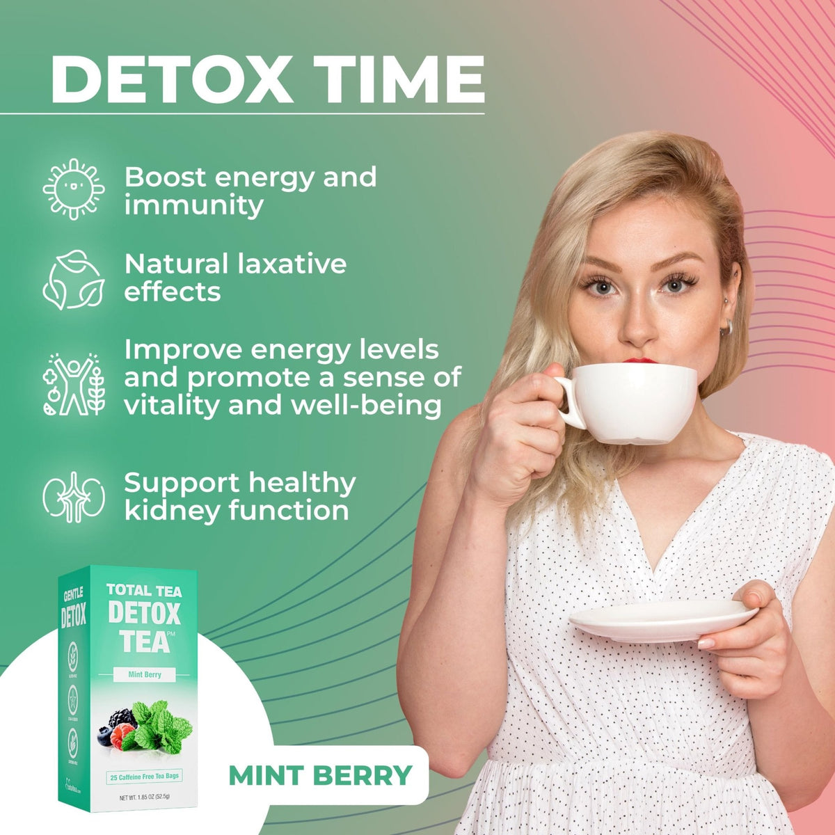 Total Tea Slimming Detox Tea for a Healthy Weight Support - Caffeine Free - Herbal - Maple Wellness Supplements