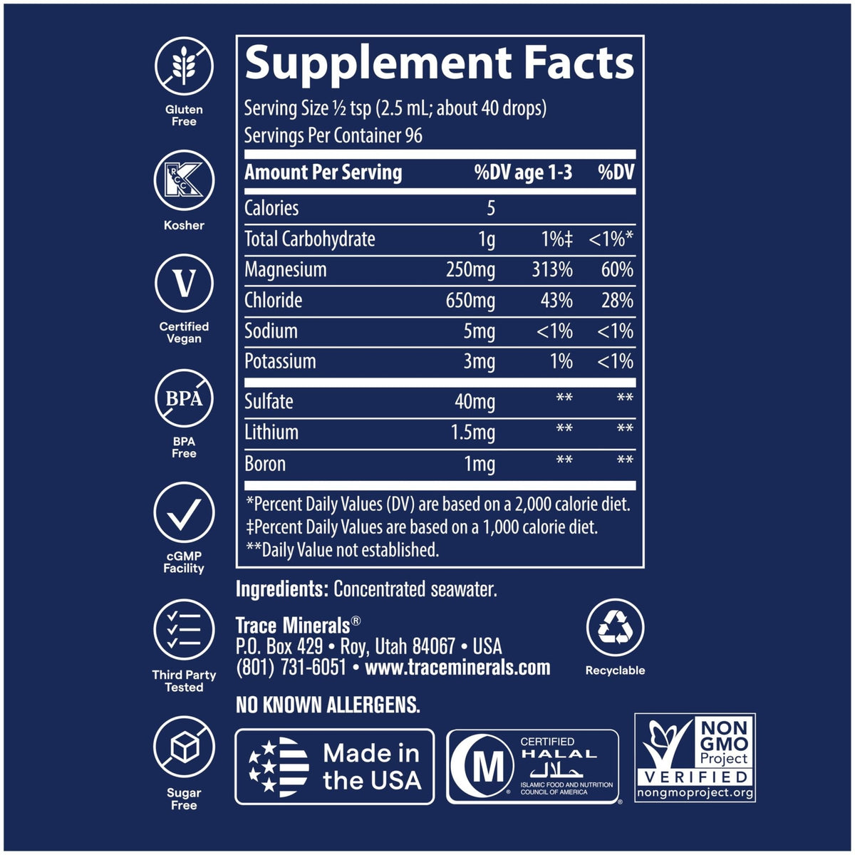 Trace Minerals ConcenTrace Trace Mineral Drops | Supports Energy, Digestion, Bone Health & Hydration, 70+ Ionic Trace Minerals w/Magnesium - Maple Wellness Supplements