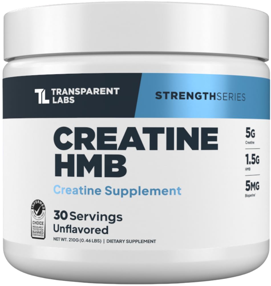 Transparent Labs Creatine HMB - Creatine Monohydrate Powder with HMB for Muscle Growth, Increased Strength, Enhanced Energy Output, and Improved Athletic Performance - 30 Servings, Unflavored - Maple Wellness Supplements