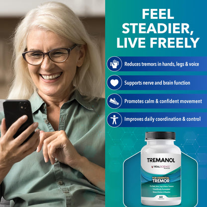 Tremanol Natural Aid Herbal Supplement – Includes Vitamin B2 & B12, Passionflower & Skullcap – 60 Caps (Pack of 3) – Made in USA - Maple Wellness Supplements