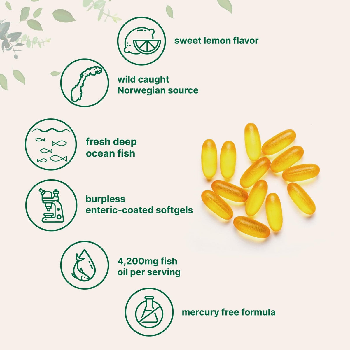 Triple Strength Omega 3 Fish Oil Supplements 4200mg Per Serving, 240 Softgels - Maple Wellness Supplements